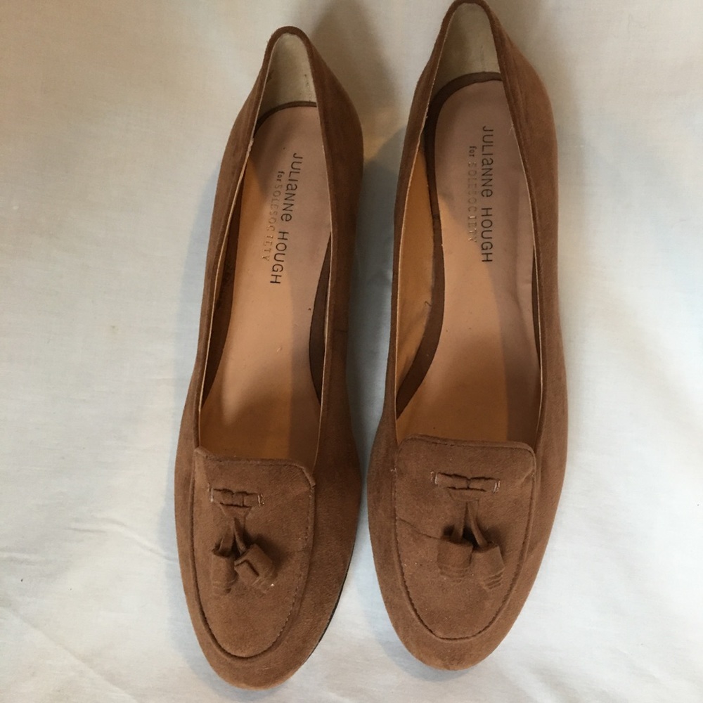 Julianne Hough brown suede loafers 8.5